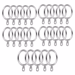 24 Pack Metal Curtain Rings, 30mm Internal Diameter Eyelets, Silver