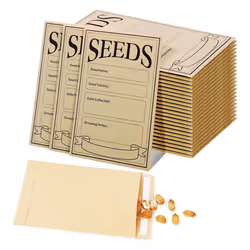 100PC Seed Packets Envelopes: Self Sealing Kraft Small Seed Envelopes