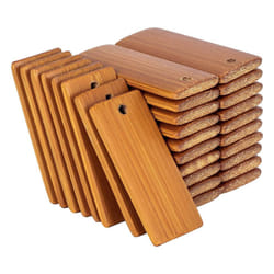 100Pcs 45X20Mm Rectangle Wooden Tags for Keychain Rings