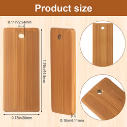 100Pcs 45X20Mm Rectangle Wooden Tags for Keychain Rings
