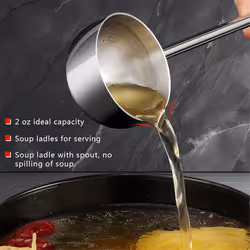 Small Soup Ladle Stainless Steel Metal Deep Spoon With Pour Spout
