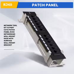 Network Tool Kit 12 Port CAT6 Patch Panel RJ45 with Wall Bracket