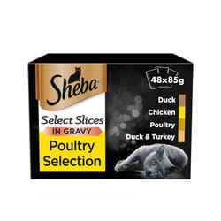 Sheba Select Slices Cat Pouches Poultry Collection In Gravy 12x85g (Pack of 4)