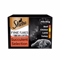 SHEBA Fine Flakes Cat Pouches Succulent Collection in Jelly 12x85g (Pack of 4)