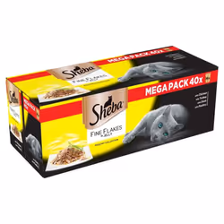 Sheba Fine Flakes Adult Cat Food Pouches Poultry Collection In Jelly 40 x 85g