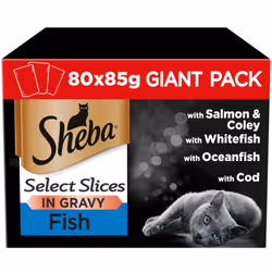 80pk Sheba Select Slices Fish Collection In Gravy | Wet Cat Food - 80 x 85g Pouches