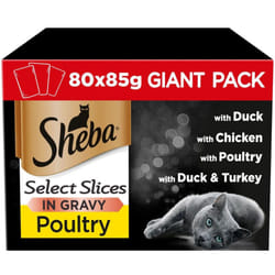 80pk Sheba Select Slices Poultry Collection In Gravy - 80 x 85g Pouches