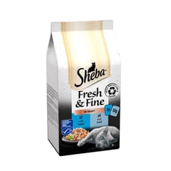 Sheba Fresh & Fine Wet Cat Food Pouches Tuna & Cod in Gravy 6 x 50g (Pack of 8)