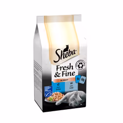 Sheba Fresh & Fine Wet Cat Food Pouches Tuna & Cod in Gravy 6 x 50g (Pack of 8)