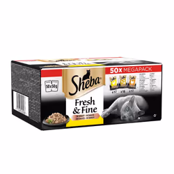 50 x 50g Sheba Fresh & Fine Adult Wet Cat Food Pouches Mixed Poultry in Gravy - Additional view 4