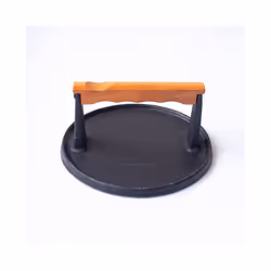 Texas Club BBQ Cast Iron Press with Hardwood Handle | Barbecue Heavy Duty Steak Weight Burger Bacon Grill Press