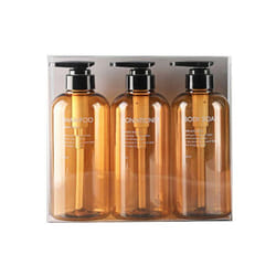 3Pcs 500ml Bottle Set Shampoo Shower Gel Hair Conditioner Press Pump Soap Dispenser Bathroom Bottle - brown