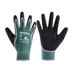 Cut Resistant Gloves, NBR Coated, Green/Black, Size 8