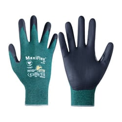 Cut Resistant Gloves, NBR Coated, Black/Green, Size 10
