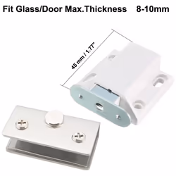 sourcingmap 8-10mm Glass Door Magnetic Touch Catch Latch Closure Plastic White with Clamp Set