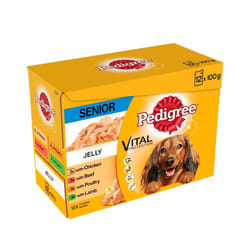 100% Complete Nutrition Pedigree Senior Dog Food in Jelly Includes:  3 x Beef 3 x Chicken 3 x Lamb 3 x Poultry