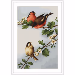 Birds On A Branch Cross Stitch Kit - Luca S - 20cm x 30.5cm