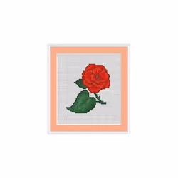 Red Rose Cross Stitch Kit - Luca S - Beginner 8cm x 9cm
