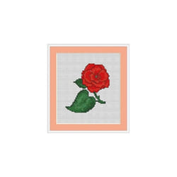 Red Rose Cross Stitch Kit - Luca S - Beginner 8cm x 9cm