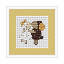 Kissing Sheep Cross Stitch Kit - Luca S - Beginner 7cm x 7cm