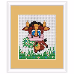 Cow Cross Stitch Kit By Luca S Ideal For Beginner 9cm x 9cm On 14 Count Aida