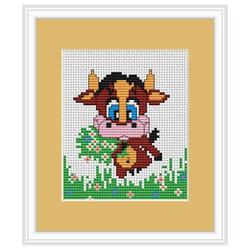 Cow Cross Stitch Kit By Luca S Ideal For Beginner 9cm x 9cm On 14 Count Aida