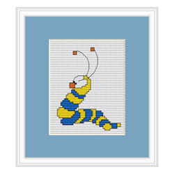 Worm Cross Stitch Kit - Luca S - Beginner 6.5cm x 8.5cm
