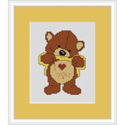 Love Me Bear Cross Stitch Kit By Luca S Ideal For Beginner 7.5cm x 10cm