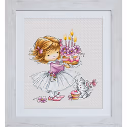 Lucas Girl with a Kitten and a Cake - Cross Stitch Kit S
