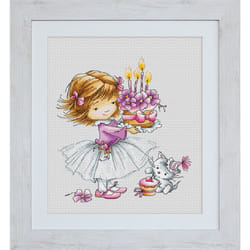 Lucas Girl with a Kitten and a Cake - Cross Stitch Kit S