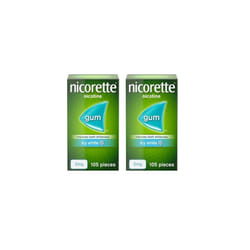 Nicorette Icy White 2mg Gum (105 Pieces), Fast-Acting Nicotine Gum to help curb cravings and Whiten Teeth, Discreet Stop Smoking Aid for Quitting Cig