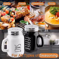 Farmhouse Salt and Pepper Shakers Set, 4 Oz Cute Salt Pepper Shaker