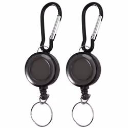 BADGE REEL - RETRACTABLE CARD HOLDER KEY CHAIN Black 2Pcs
