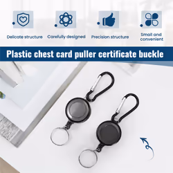 BADGE REEL - RETRACTABLE CARD HOLDER KEY CHAIN Black 2Pcs