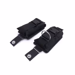 2Pcs Spare Black Scuba Diving Belt Pockets with Buckle -22.5X15X5cm