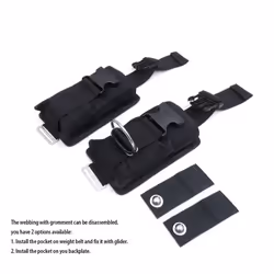 2Pcs Spare Black Scuba Diving Belt Pockets with Buckle -22.5X15X5cm
