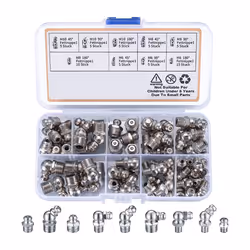 60Pcs Metric Grease Fittings Kit, Hydraulic Grease Zerk Assortment
