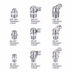 60Pcs Metric Grease Fittings Kit, Hydraulic Grease Zerk Assortment