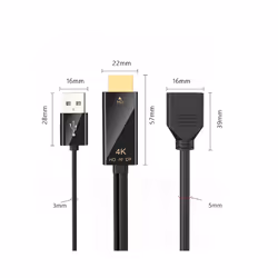 -Compatible Male to Displayport Female Converter Cable 4K@60Hz