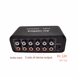 5CH Audio Distributor Stereo Audio Mixer 1Input 5Output Splitter