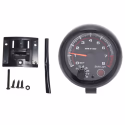 3.75 inch 12V White LED Backlit Tachometer Gauge with Red Shift Light