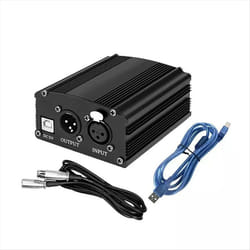 1-Channel 48V Phantom Power Supply with XLR 3 Pin Microphone Cable