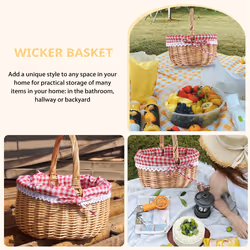 Wicker Basket Gift Baskets Empty Oval Willow Woven Picnic Basket
