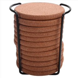 Cork Coasters with Lip for Drinks Absorbent Thick Rustic Saucer