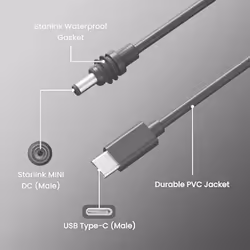 For Space-X Mini USB C to DC Cable 5Meter/16.4ft