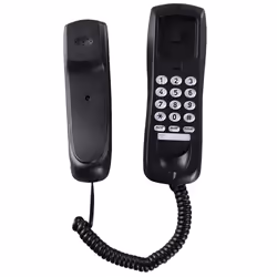 Wall phone, wired phone, landline phone, home phone, Black