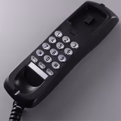 Wall phone, wired phone, landline phone, home phone, Black