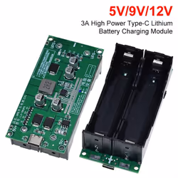Type-C 15W 3A 18650 Lithium Battery Charger Module DC-DC Booster 12V