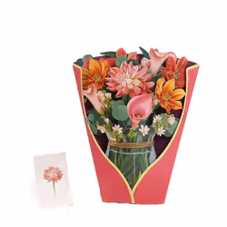 -Up Cards, 13.8Inch Life Sized Forever Flower Bouquet 3D with Note