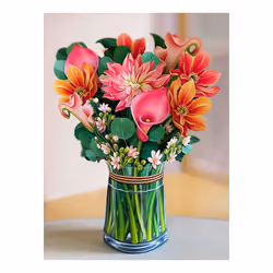 -Up Cards, 13.8Inch Life Sized Forever Flower Bouquet 3D with Note